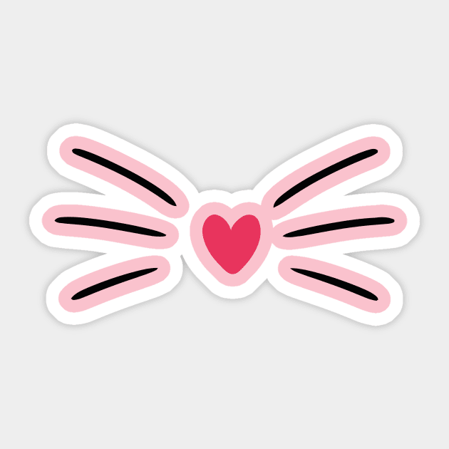 Cat whiskers whit pink heart Sticker by AwesomMT